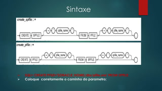 Sintaxe
 SQL> CREATE PFILE='$ORACLE_HOME/dbs/pfile.ora' FROM SPFILE;
 Coloque corretamente o caminho do parametro;
 