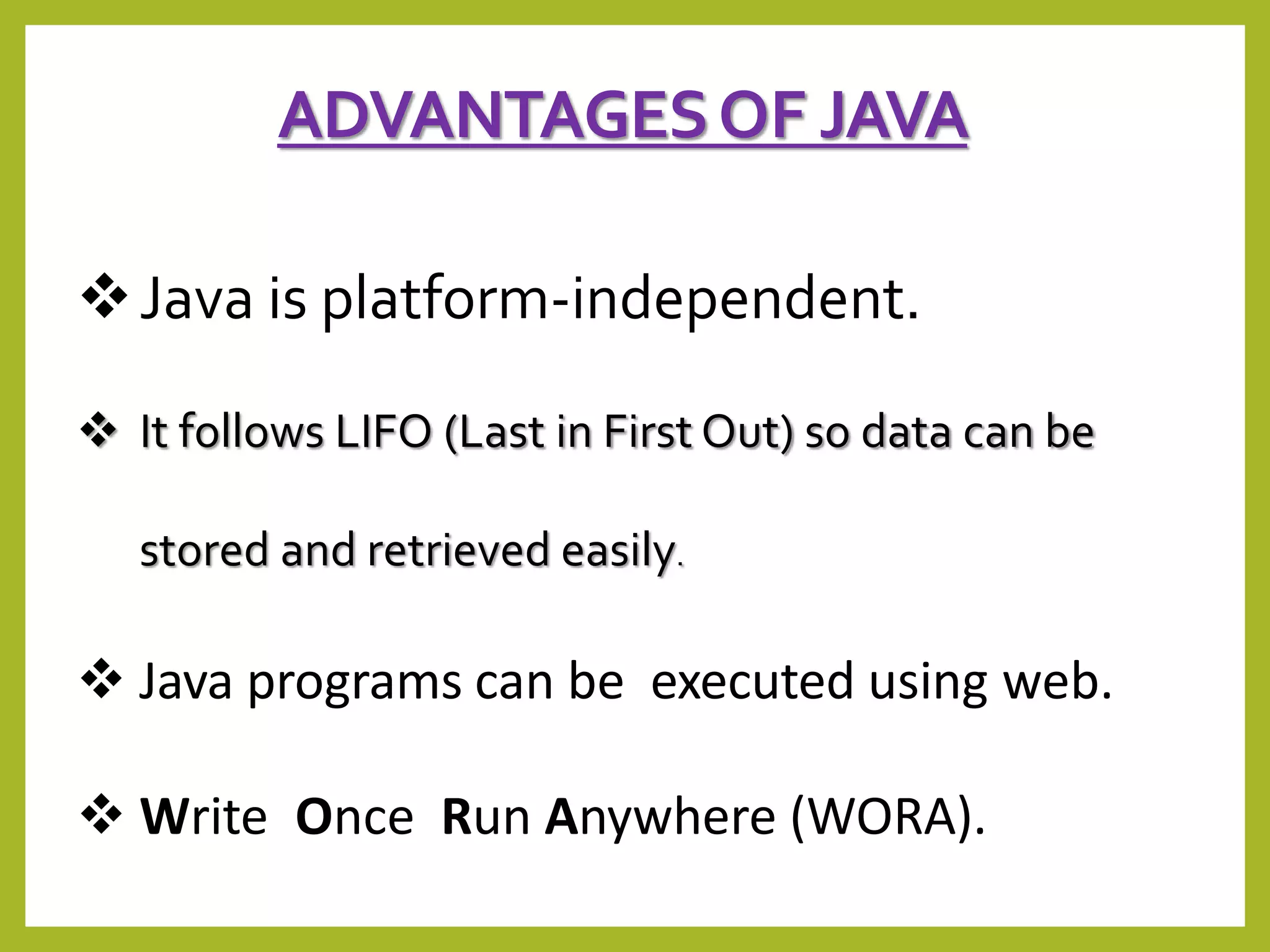 Introduction to JAVA | PPT | Free Download