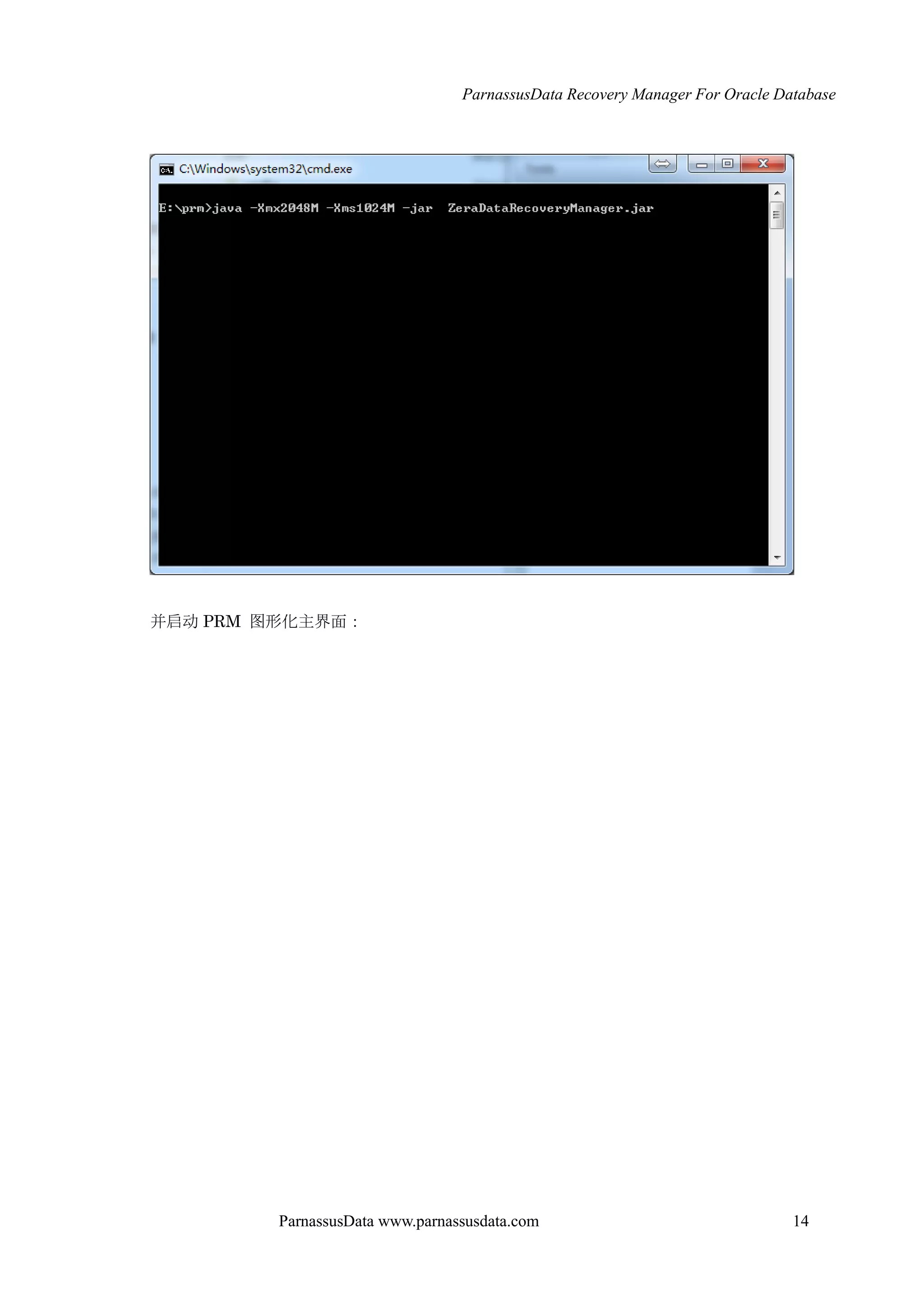 ParnassusData Recovery Manager For Oracle Database
ParnassusData www.parnassusdata.com 14
并启动 PRM 图形化主界面：
 