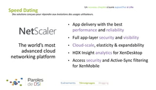 Un nouveau chapitre s’ouvre aujourd’hui à Lille

Speed Dating

Des solutions conçues pour répondre aux évolutions des usages utilisateurs.

•

performance

security

•

The world’s most
advanced cloud
networking platform

•
•

•

reliability

Cloud-scale
analytics

security

visibility

 