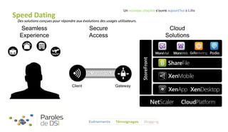 Un nouveau chapitre s’ouvre aujourd’hui à Lille

Speed Dating

Des solutions conçues pour répondre aux évolutions des usages utilisateurs.

Secure
Access

Cloud
Solutions

StoreFront

Seamless
Experience

1010SL1010101SSL01
Client

Gateway

 