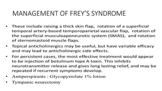 MANAGEMENT OF FREY’S SYNDROME
 