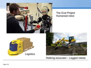 Page  23
The iCub Project
Humanoid robot
Walking excavator – Legged robots
Logistics
 