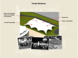 Grandes Exposições Feiras e Convenções Formaturas Núcleo de Produção Pequenas Entidades Carnavalescas Tenda Multiuso 