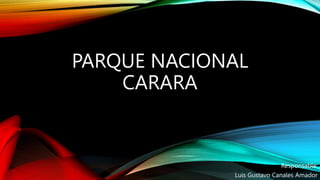PARQUE NACIONAL
CARARA
Responsable:
Luis Gustavo Canales Amador
 