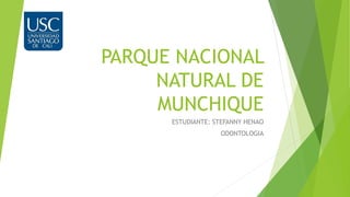 PARQUE NACIONAL
NATURAL DE
MUNCHIQUE
ESTUDIANTE: STEFANNY HENAO
ODONTOLOGIA
 
