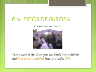 P.N. PICOS DE EUROPA
             CANGAS DE ONÍS




La ciudad de Cangas de Onís fue capital
del Reino de Asturias hasta el año 774.
 