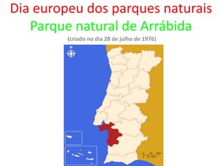 Dia europeu dos parques naturais
Parque natural de Arrábida
(criado no dia 28 de julho de 1976)
 
