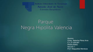 Alumno:
Cindy Natacha Pérez Arce
C.I: 27.209.897
PAISAJISMO
Sección 1
Prof: Maigualida Mendoza
 