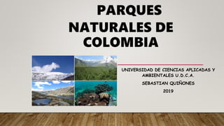 PARQUES
NATURALES DE
COLOMBIA
UNIVERSIDAD DE CIENCIAS APLICADAS Y
AMBIENTALES U.D.C.A.
SEBASTIAN QUIÑONES
2019
 