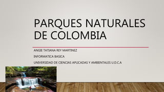 PARQUES NATURALES
DE COLOMBIA
ANGIE TATIANA REY MARTINEZ
INFORMATICA BASICA
UNIVERSIDAD DE CIENCIAS APLICADAS Y AMBIENTALES U.D.C.A
 