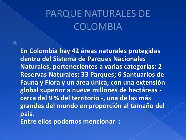 Resultado de imagen para reservas naturales de colombia diapositivas