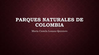 PARQUES NATURALES DE
COLOMBIA
María Camila Lozano Quintero
 