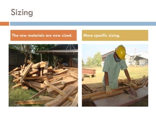 Sizing The raw materials are now sized. More specific sizing. 