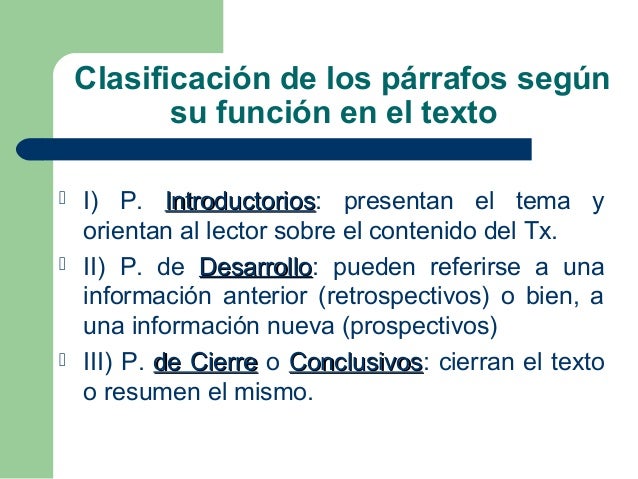 Tipos de párrafos
