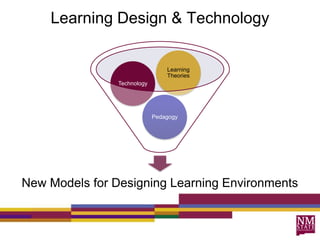 Learning Design & Technology
New Models for Designing Learning Environments
Pedagogy
Technology
Learning
Theories
 
