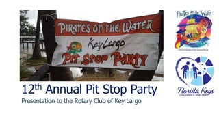 12th Annual Pit Stop Party
Presentation to the Rotary Club of Key Largo
 