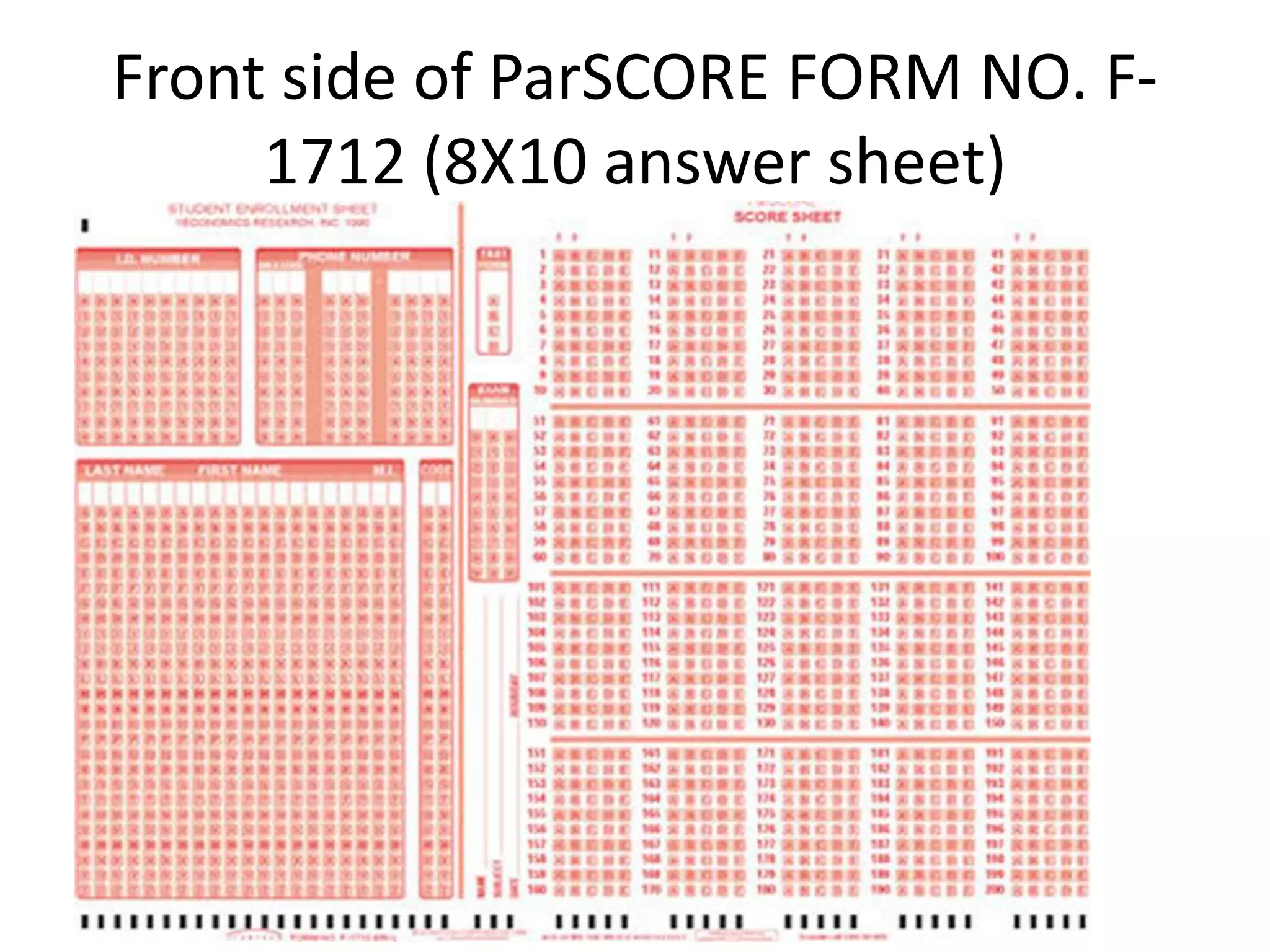 Par Score Form ParSCORE FORM NO. F-1712-PAR-L | PPTX