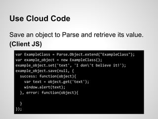 Parse cloud code | PDF