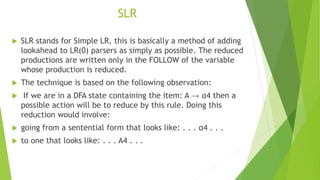 Parsing LL(1), SLR, LR(1) | PPTX | Programming Languages | Computing