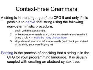 parsing with context free grammar in compiler design.ppt
