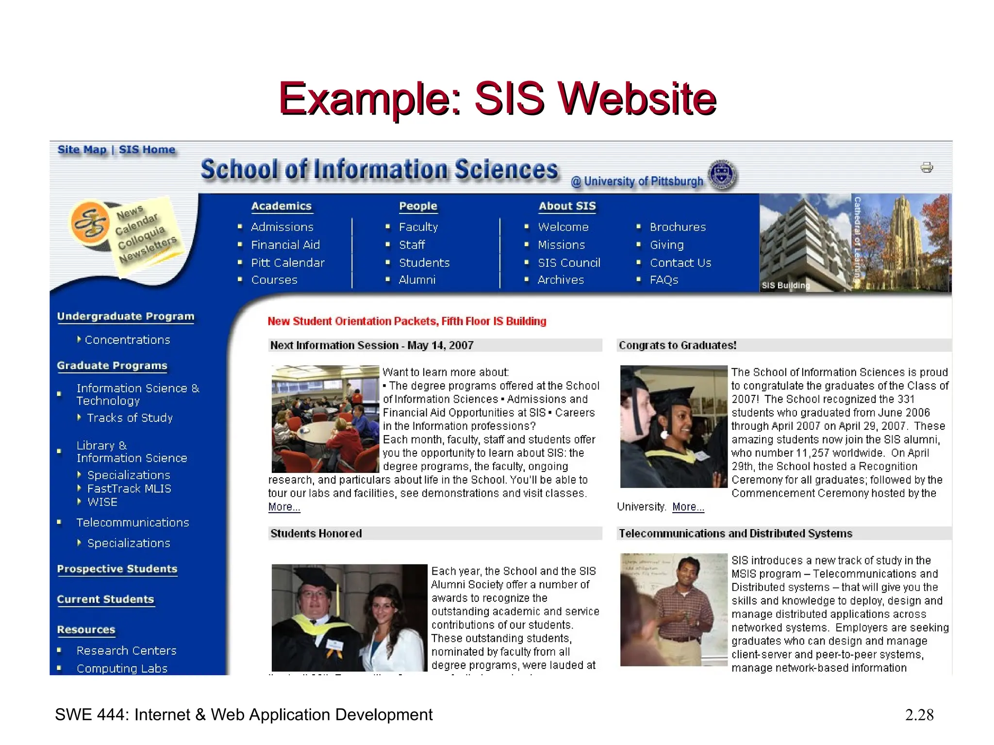 SWE 444: Internet & Web Application Development 2.28
Example: SIS Website
Example: SIS Website
 