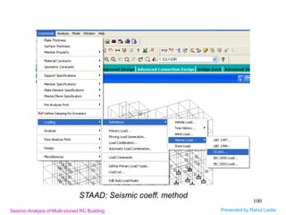 Part-I: Seismic Analysis/Design of Multi-storied RC Buildings using ...