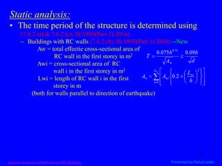 Part-I: Seismic Analysis/Design of Multi-storied RC Buildings using ...
