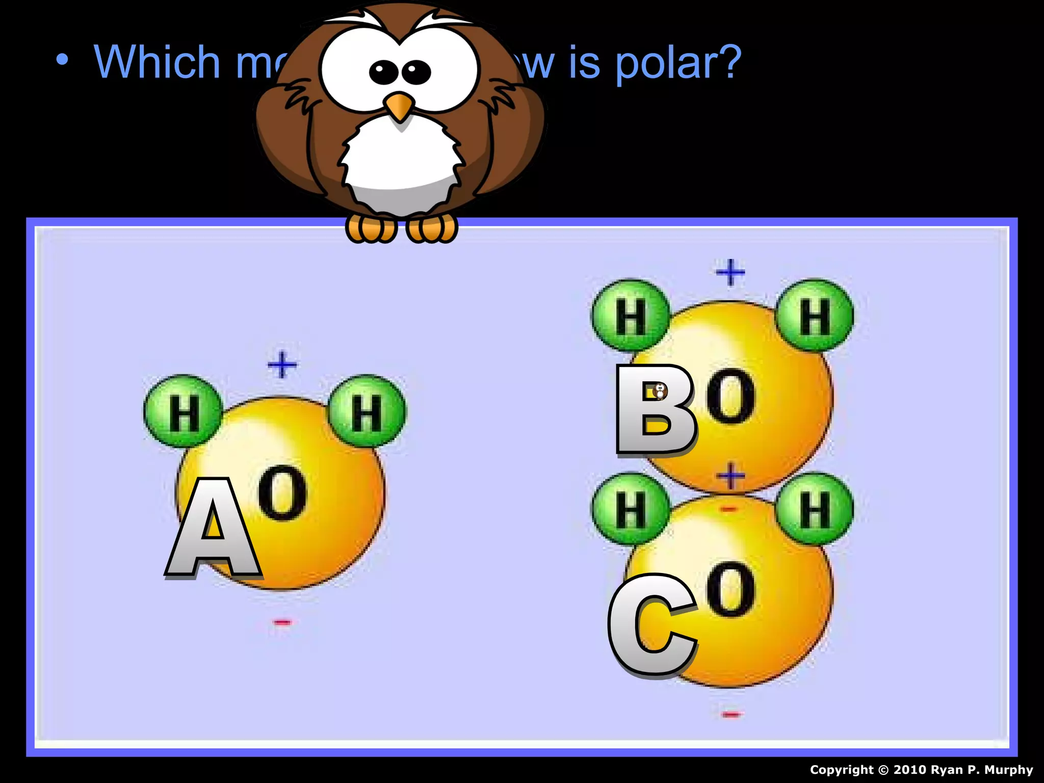 • Which molecule below is polar?Which molecule below is polar?
Copyright © 2010 Ryan P. Murphy
 