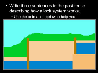 • Write three sentences in the past tense
describing how a lock system works.
– Use the animation below to help you.
 