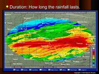 Duration: How long the rainfall lasts.Duration: How long the rainfall lasts.
Copyright © 2010 Ryan P. Murphy
 