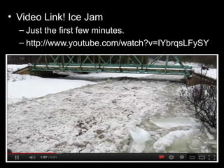 • Video Link! Ice Jam
– Just the first few minutes.
– http://www.youtube.com/watch?v=IYbrqsLFySY
 