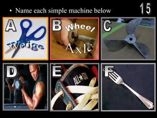 • Name each simple machine below
 