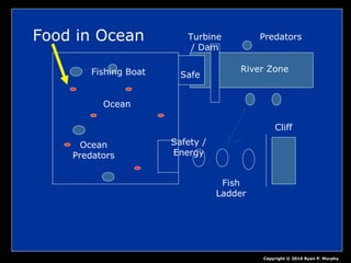 Ocean
Fishing Boat
Ocean
Predators
Safety /
Energy
Fish
Ladder
Cliff
Turbine
/ Dam
River Zone
Predators
Safe
Copyright © 2010 Ryan P. Murphy
Food in Ocean
 