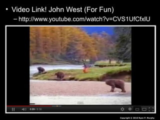 • Video Link! John West (For Fun)
– http://www.youtube.com/watch?v=CVS1UfCfxlU
Copyright © 2010 Ryan P. Murphy
 