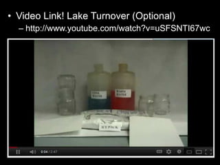 • Video Link! Lake Turnover (Optional)
– http://www.youtube.com/watch?v=uSFSNTI67wc
 
