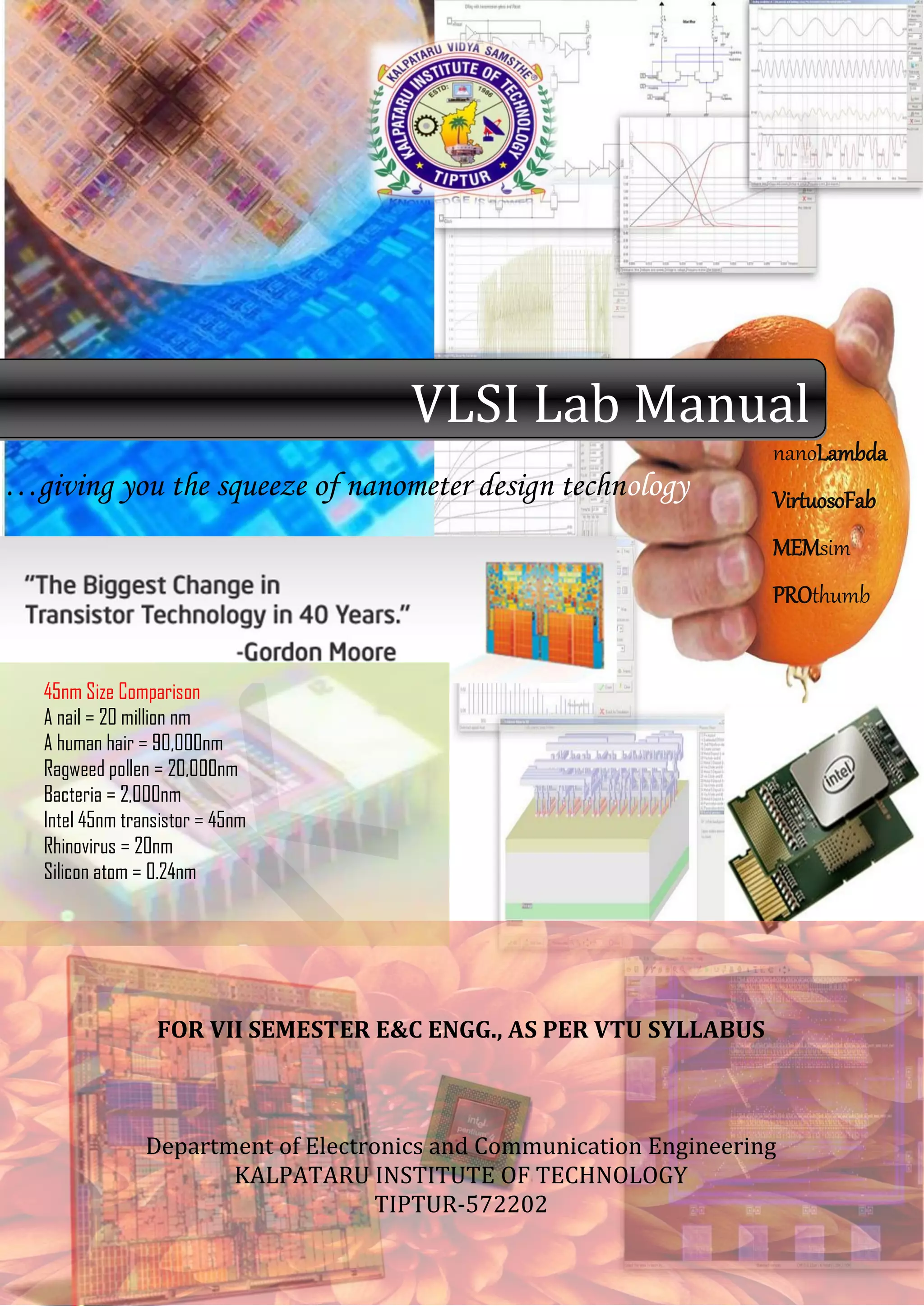 VLSI lab manual Part A, VTU 7the sem KIT-tiptur | PDF