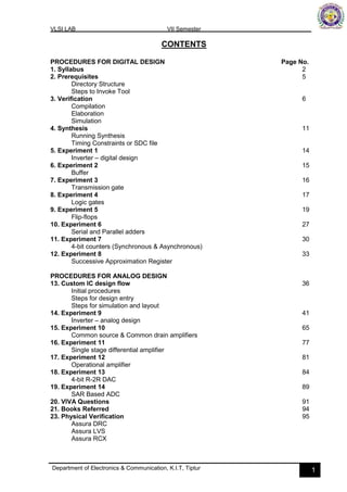 VLSI lab manual Part A, VTU 7the sem KIT-tiptur | PDF
