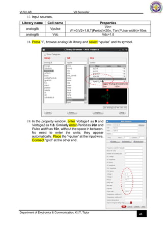 Vpulse Example VLSI lab manual Part B, VTU 7the sem KIT-tiptur | PDF