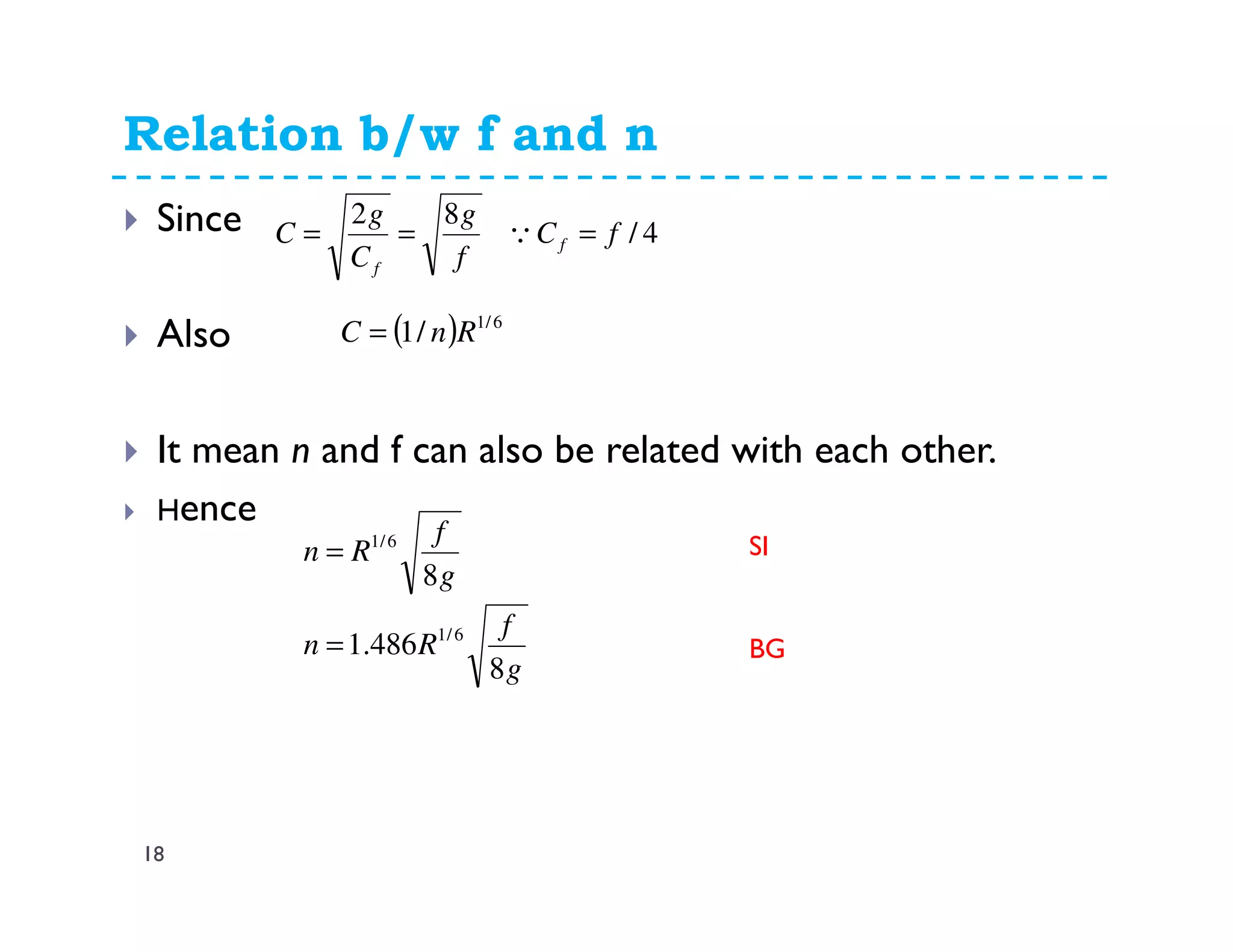 Relation b/w f and n
18
Since
Also
It mean n and f can also be related with each other.
Hence
4/
82
fC
f
g
C
g
C f
f
=== Q
( ) 6/1
/1 RnC =
g
f
Rn
8
486.1 6/1
=
g
f
Rn
8
6/1
= SI
BG
 
