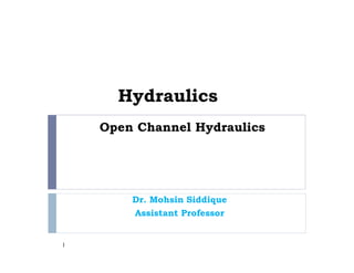 Open Channel Hydraulics
1
Hydraulics
Dr. Mohsin Siddique
Assistant Professor
 