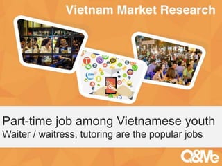 Your sub-title here
Part-time job among Vietnamese youth
Waiter / waitress, tutoring are the popular jobs
 