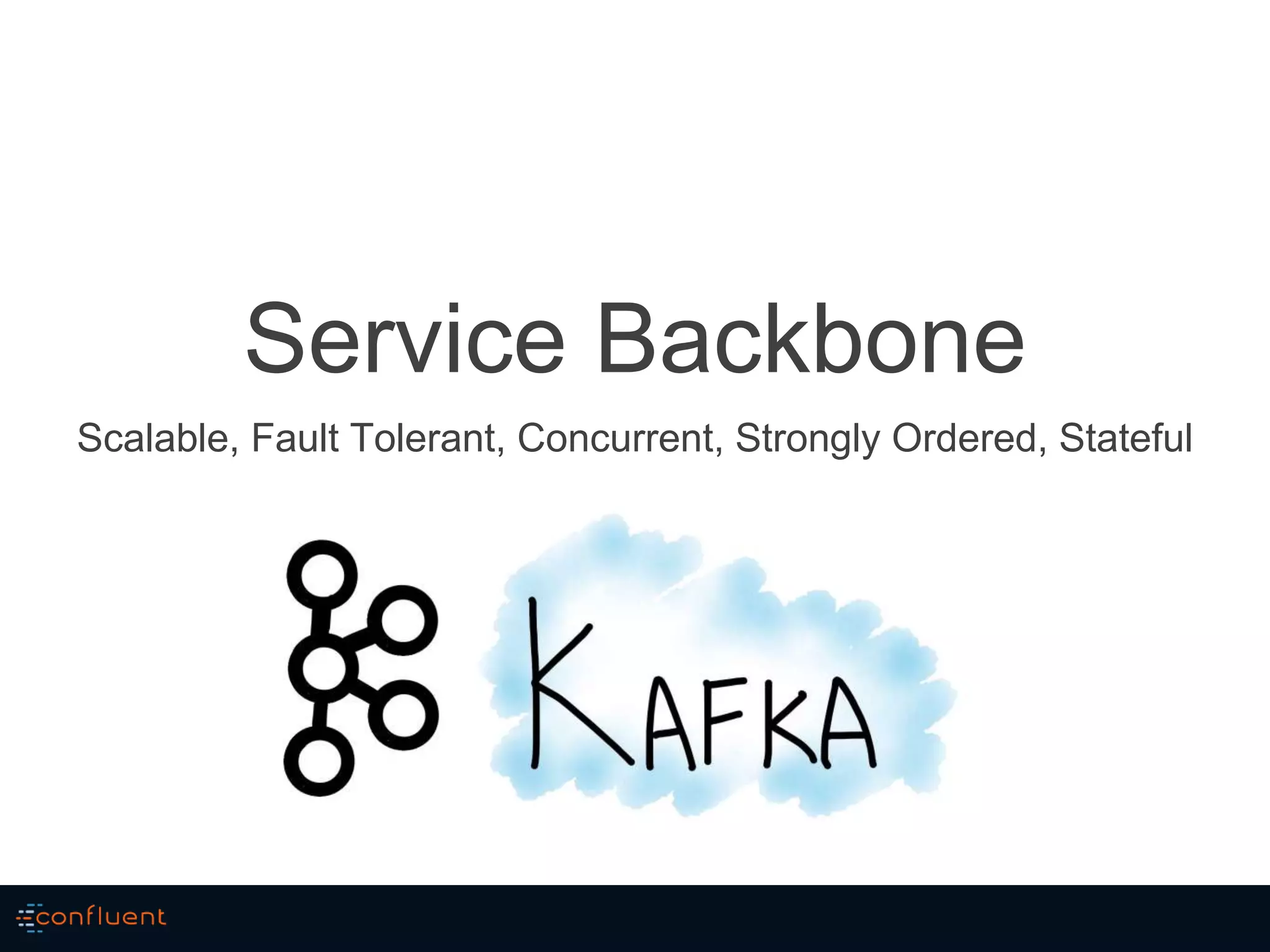 Service Backbone
Scalable, Fault Tolerant, Concurrent, Strongly Ordered, Stateful
 