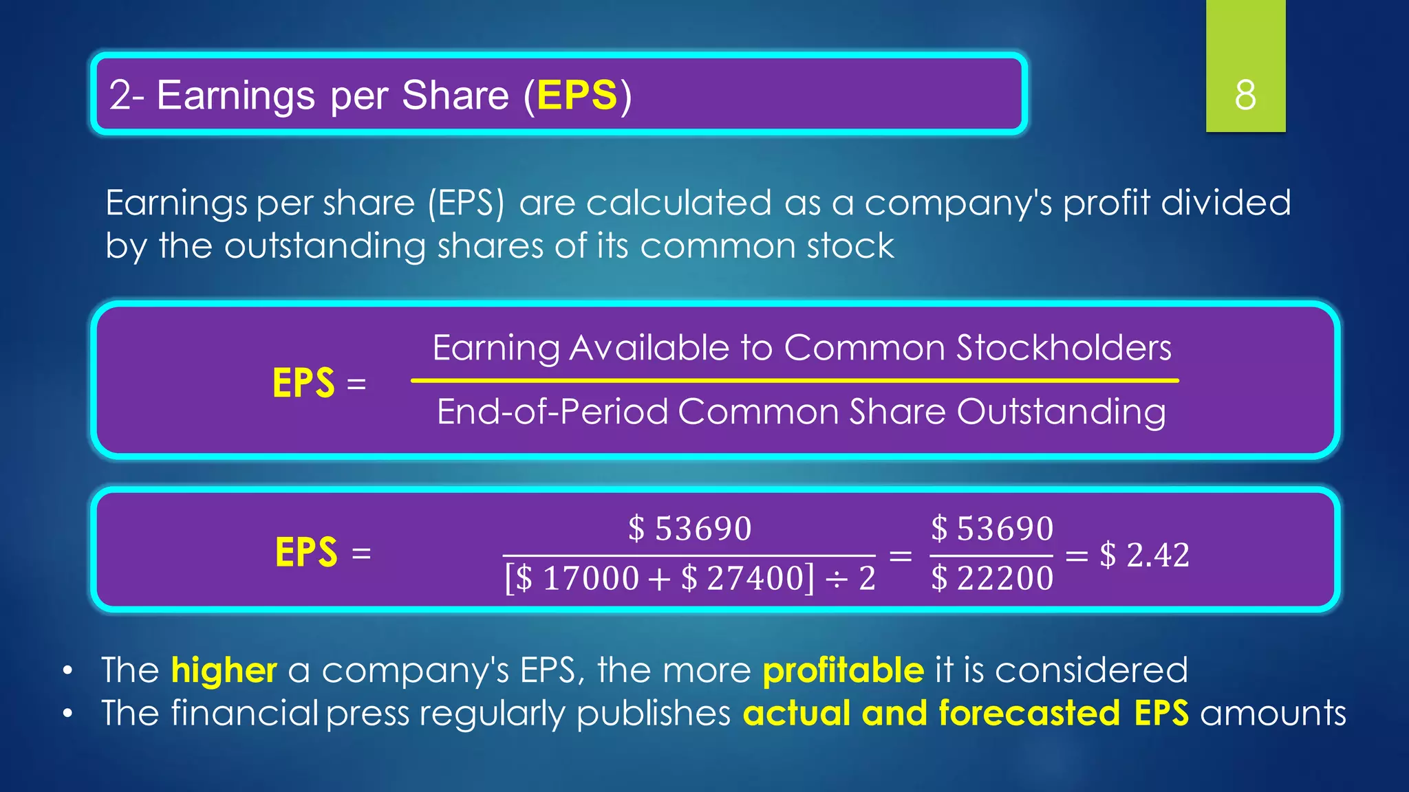 Part09 finance investment ratio analysis investment ratio PPT