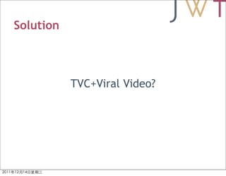 Solution



           TVC+Viral Video?
 