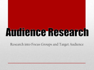 Research into Focus Groups and Target Audience
 