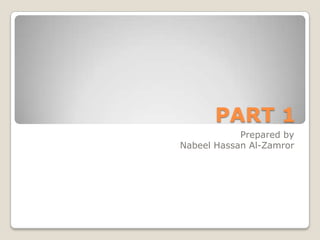 PART 1
Prepared by
Nabeel Hassan Al-Zamror
 