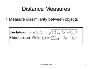 Distance Measures 
• Measure dissimilarity between objects 
© Prentice Hall 37 
 