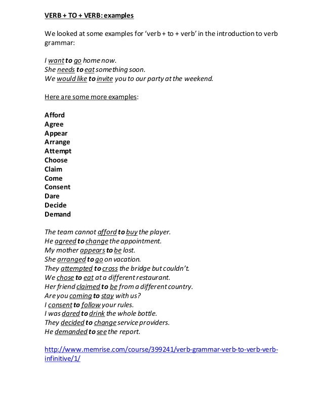 Verb Grammar Rule 1 Examples Verb To Verb Verb Grammar Rule 1 Examples Verb To Verb