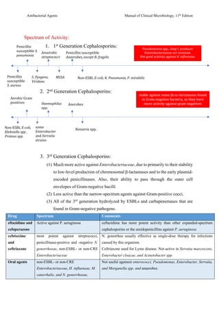 Bata Lactams Antibiotics & beta lactamase inhibitors Summary | PDF